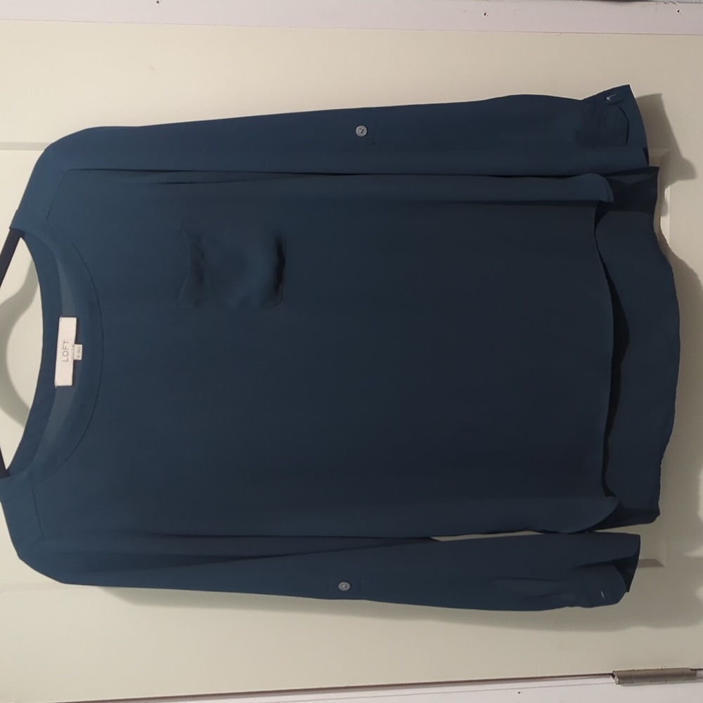 Loft Long-sleeve blouse, Size XS, dark green